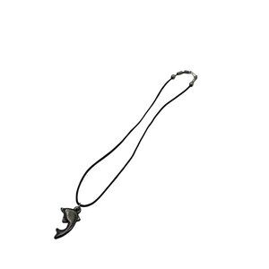 Dolphin Pendant Necklace Black Cord Minimalist Design Adjustable Metal Clasp Sil